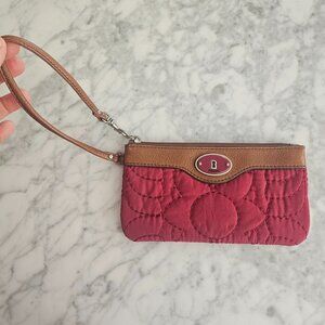 Fossil KeyPer wallet wristlet raspberry quilted READ